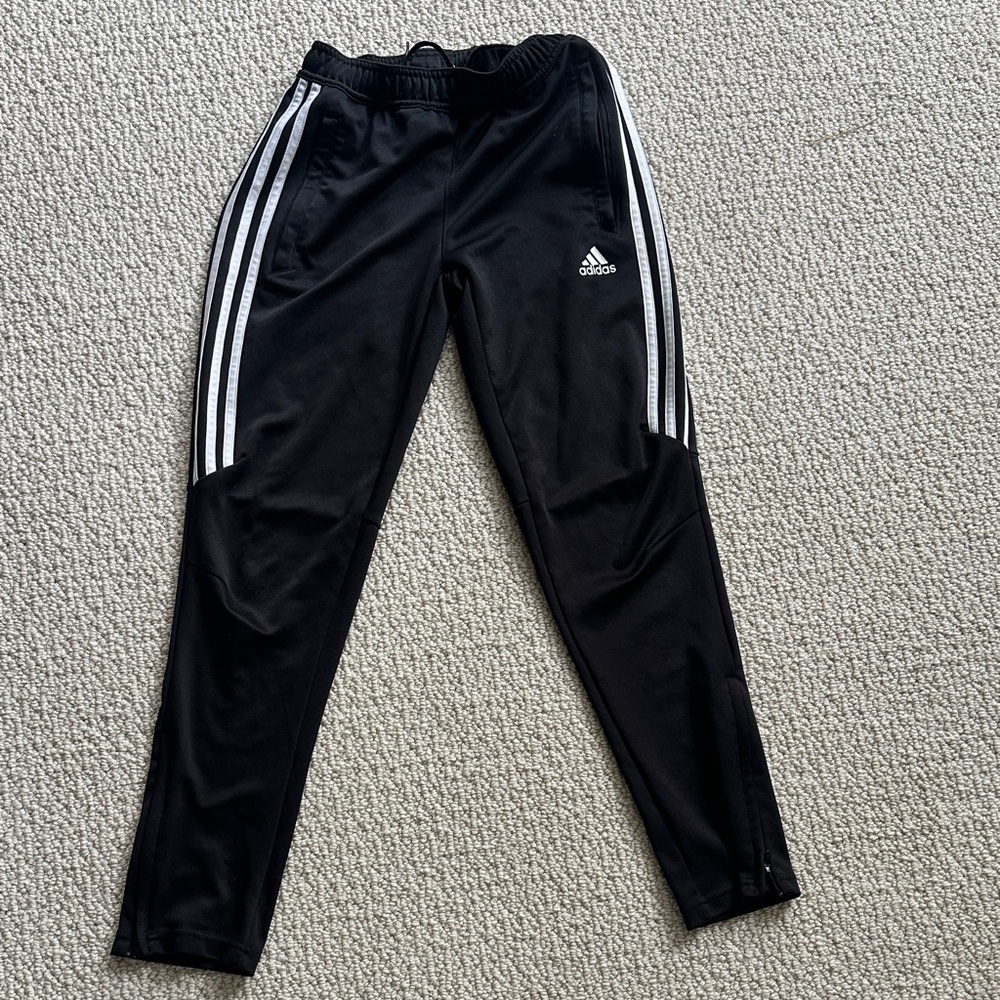 Adidas Kids Black Joggers with White Stripes